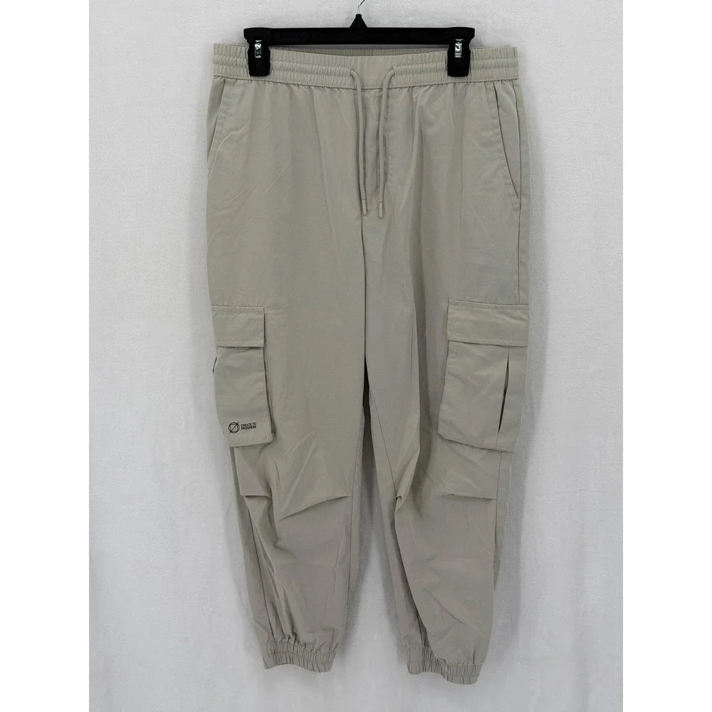 Zara Pants Mens Medium Beige‎ Cargo Joggers Elastic Waist Create To Progress